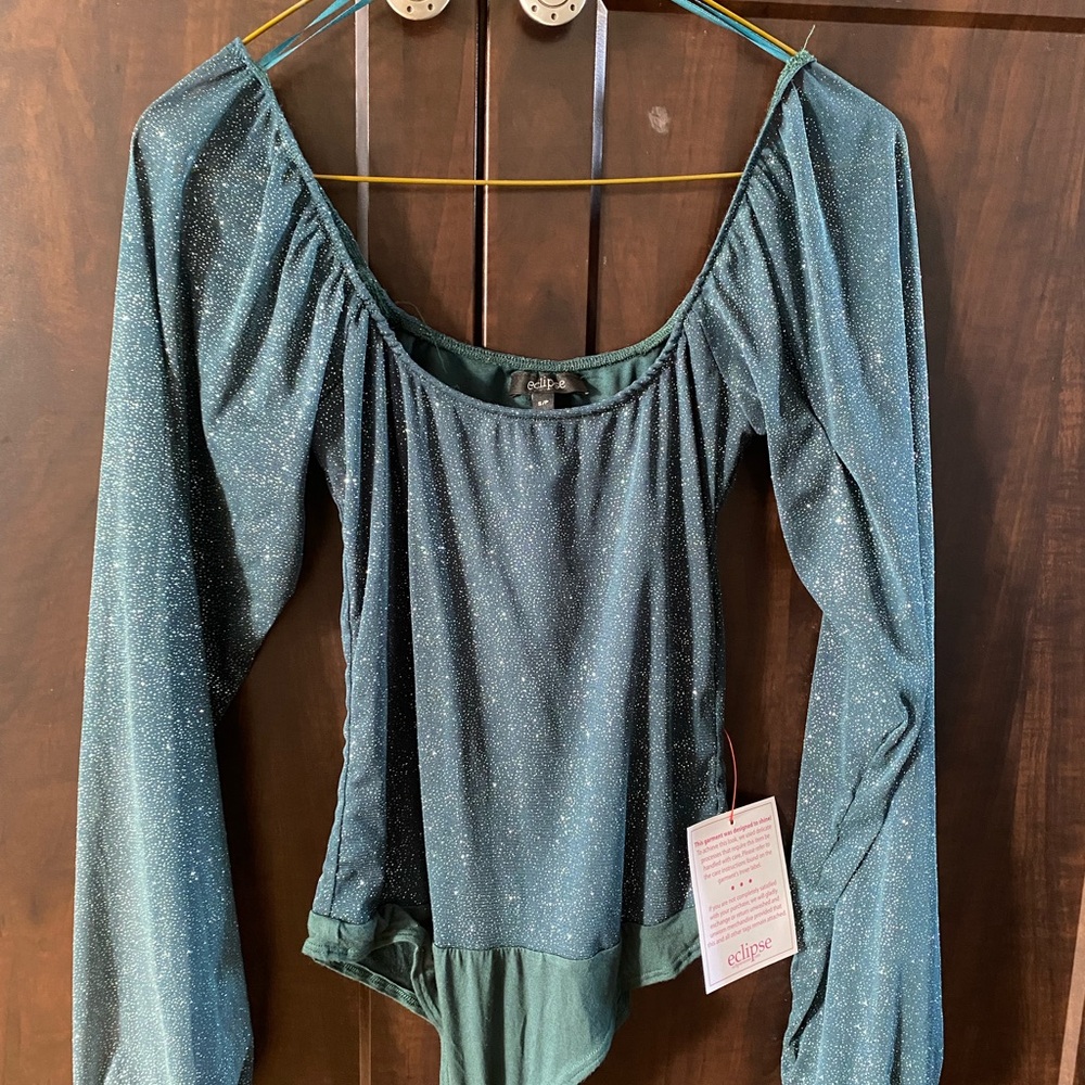 Eclipse Teal Glitter Bodysuit